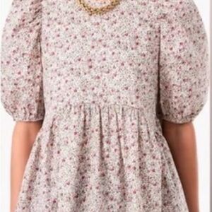 Floral Puff Sleeve Women's Blouse